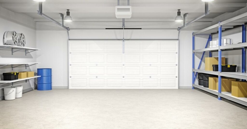 picture of garage walls that need to be covered for a party