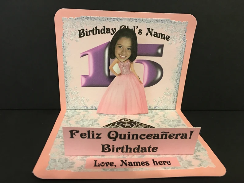 La Quinceanera BOBBLEHEAD 15th Birthday Pop Up card