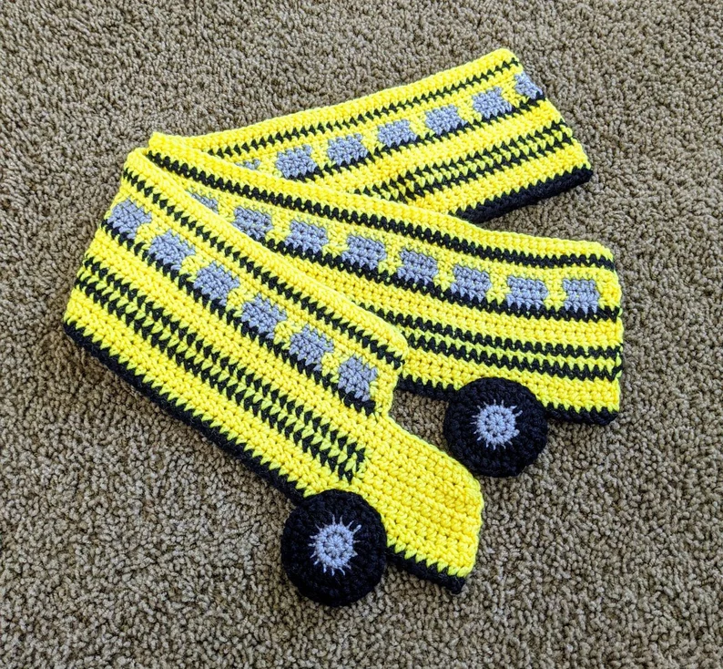 School Bus Crochet Scarf