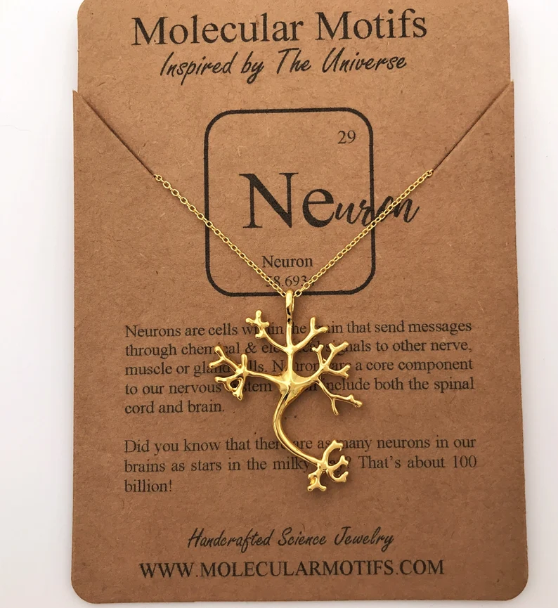 Sterling Silver 18k Gold Finish Neuron Pendant Necklace