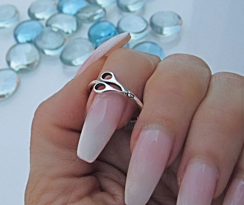 Sterling Silver Dainty Scissor Ring