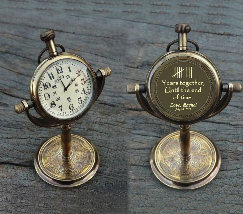 Engraved Antique Desk Clock