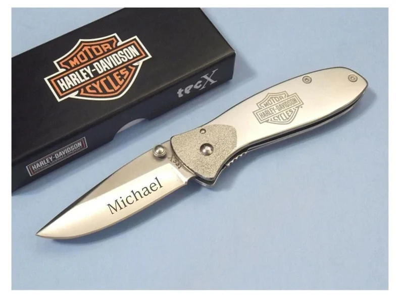 Engraved Harley Davidson Pocket Knife