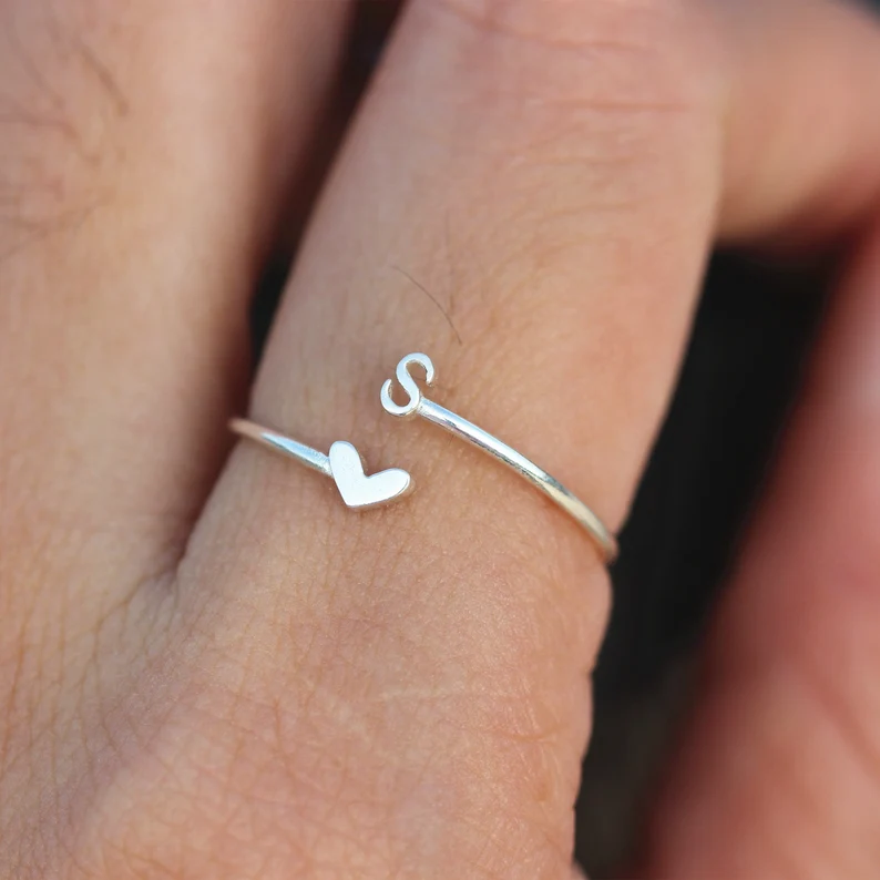Personalized Open Heart Ring