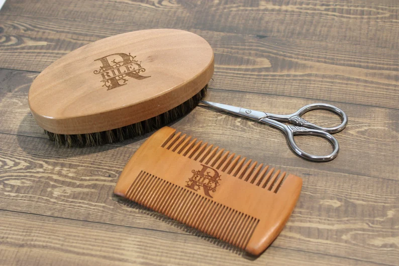 Wood Beard Brush and Comb