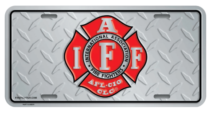 IAFF Embossed Diamond Plate Aluminum Premium License Plate