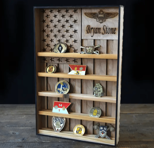 Wood Military Coin Holder