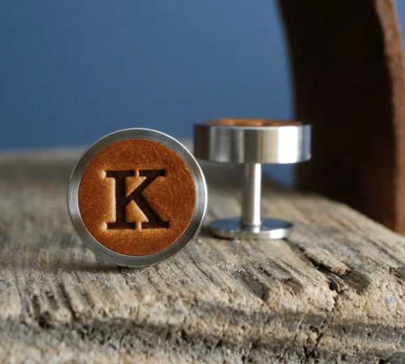 personalized leather cufflinks