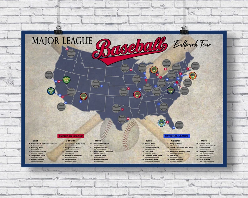 Baseball Stadium Scratch Off Map