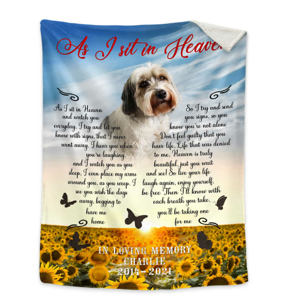 Personalized As I Sit In Heaven Dog Memorial Blanket