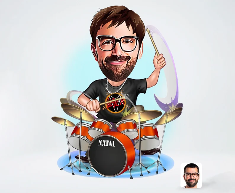 Personalized Caricature drummer