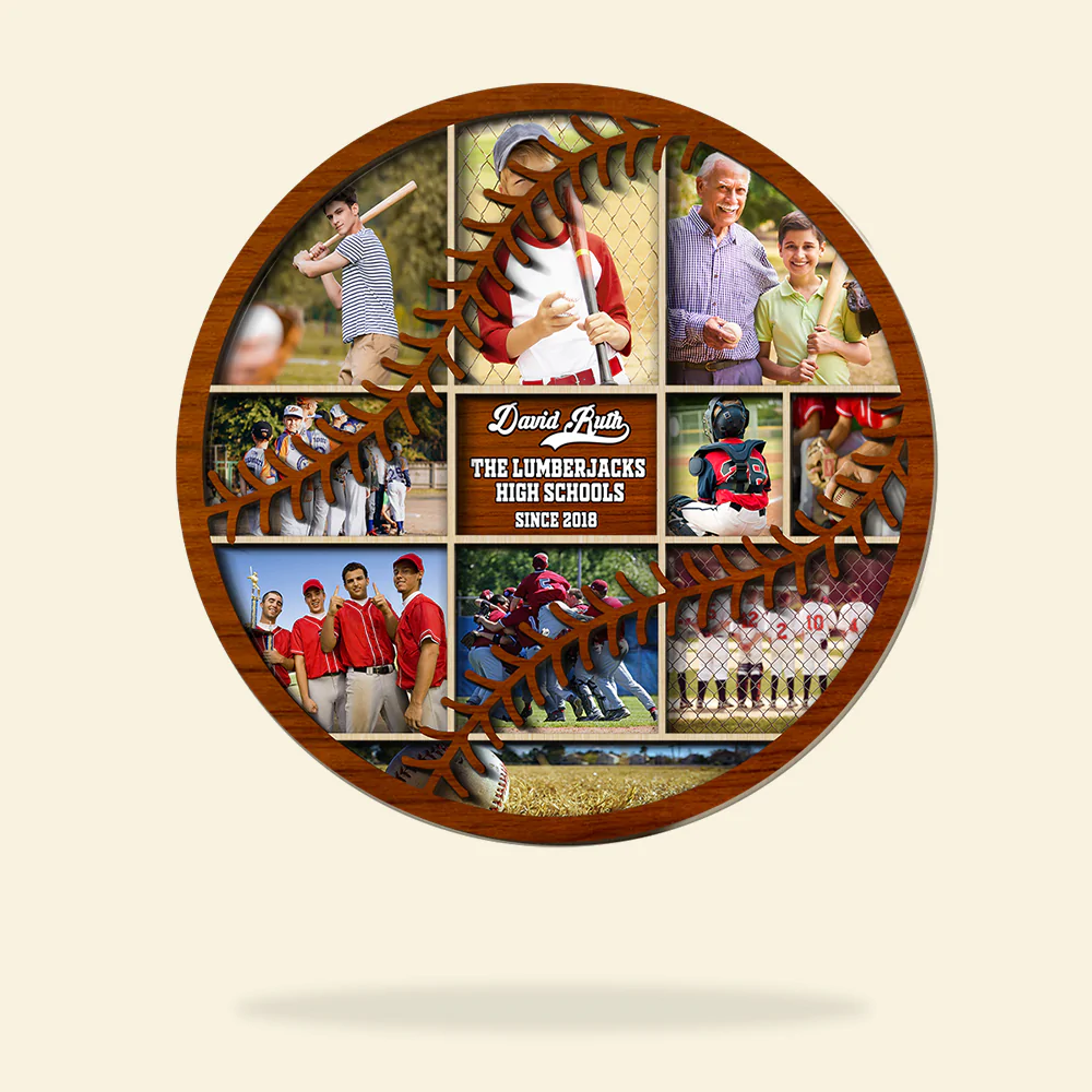 Wooden Baseball Photo Collage