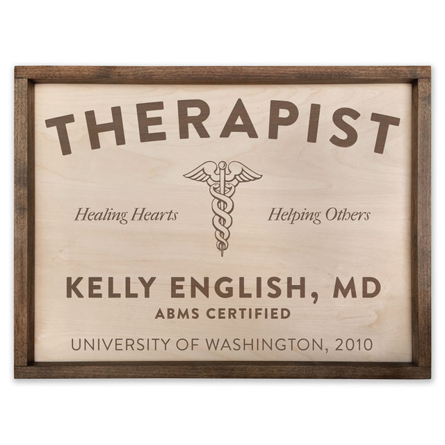 Custom Engraved Wooden Therapist Sign