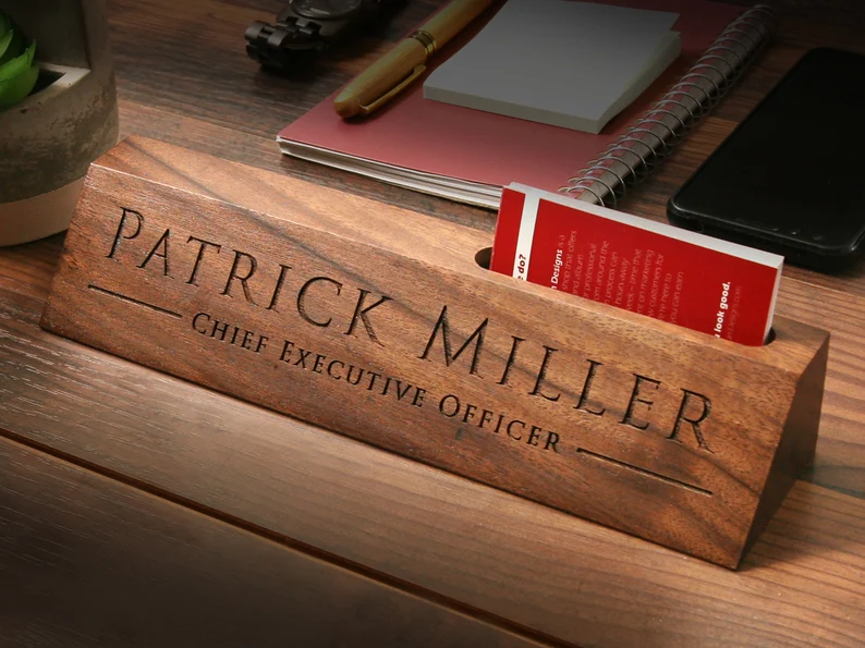 Wood Nameplate and Business Card Holder