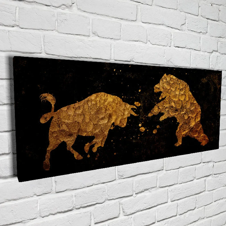 Bull vs Bear Stock Market Painting