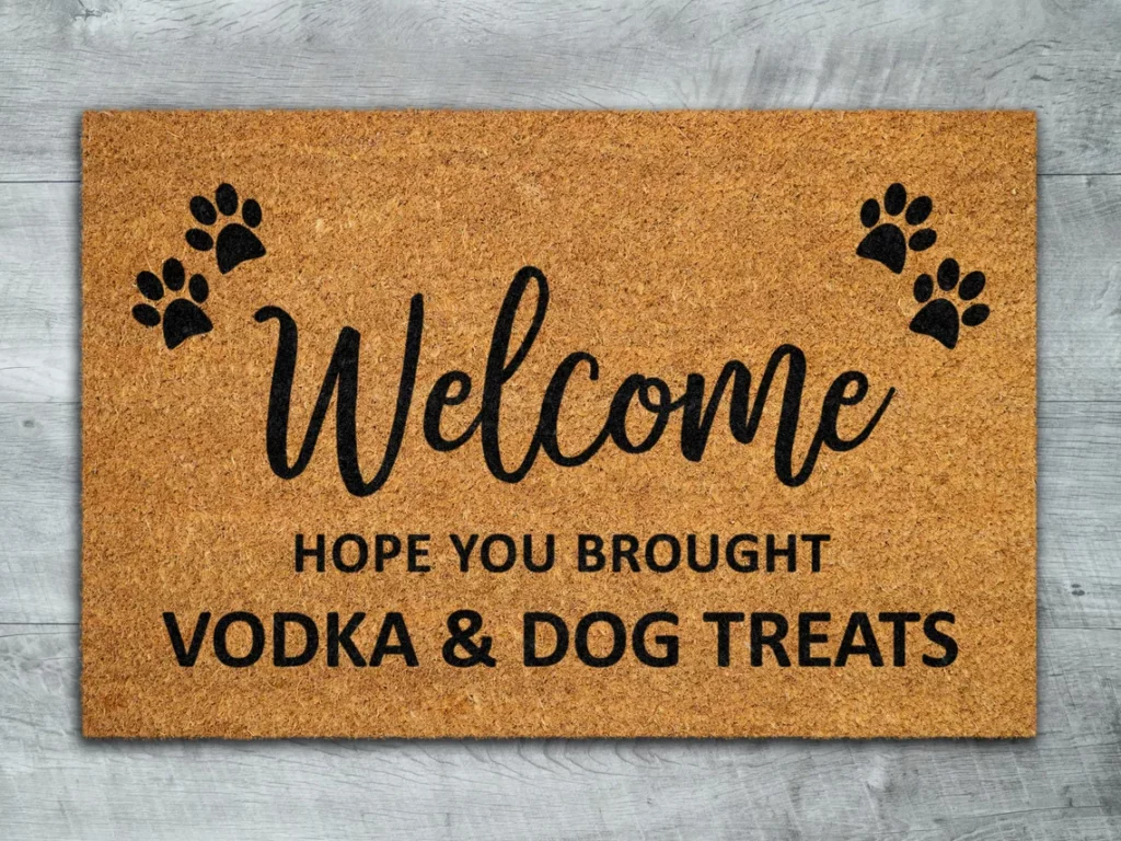 Vodka and Dog Treats Door Mat