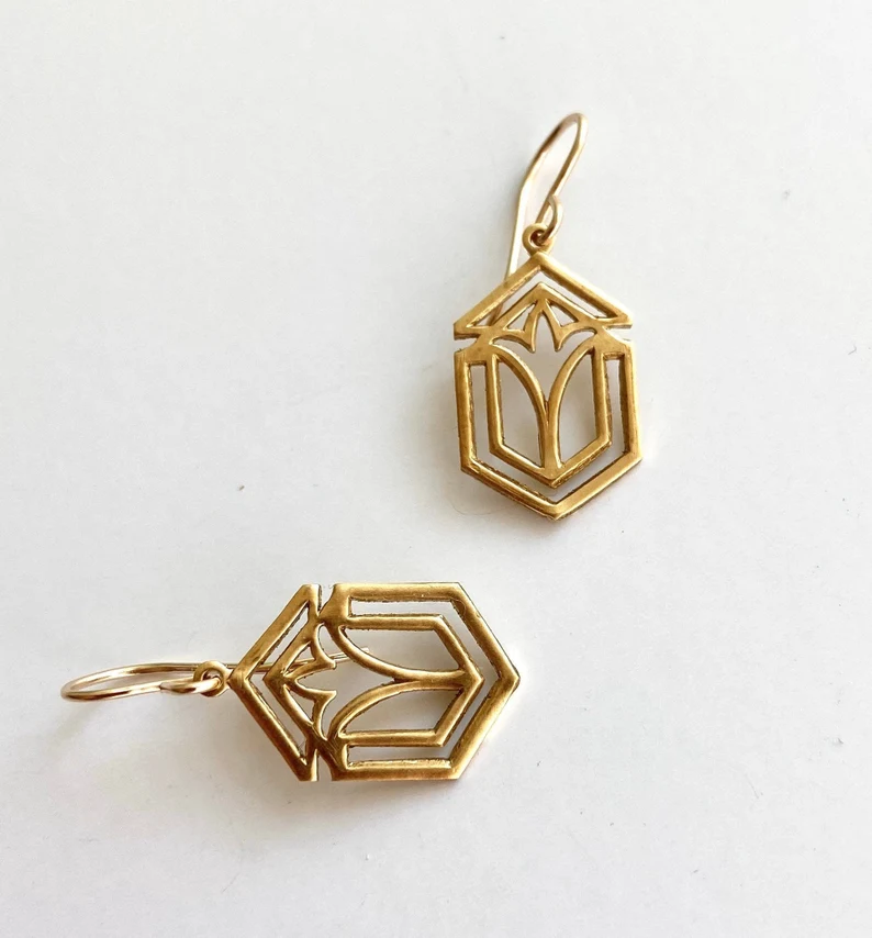 gold architecture earrings